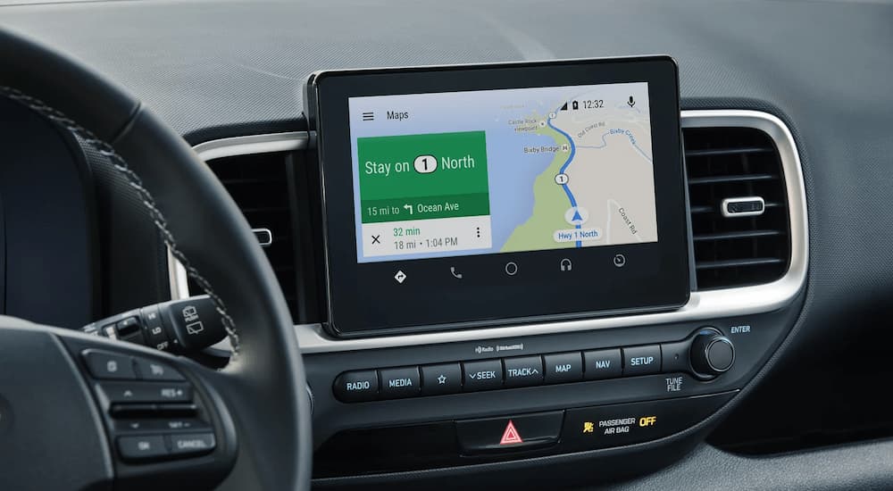 Map and infotainment screen in a 2025 Hyundai Venue.