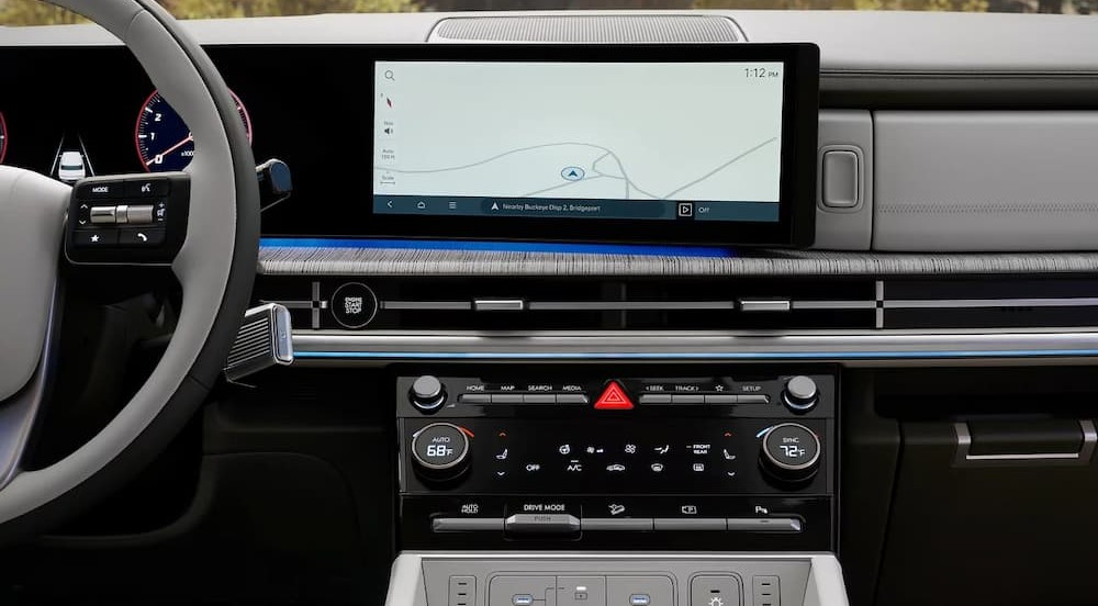Close-up of the dash in a 2025 Hyundai Santa Fe for sale in Knoxville.